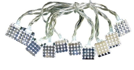 Vianočné osvetlenie reťaz Metal Cube, 10 LED, strieborná, na batérie