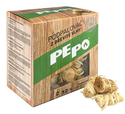 Podpaľovač PE-PO – drevitá vlna, 32 kúskov