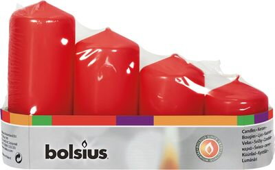 Adventné sviečky bolsius Pillar Advent, červené, 48 mm 60/80/100/120 mm bal. 4 ks