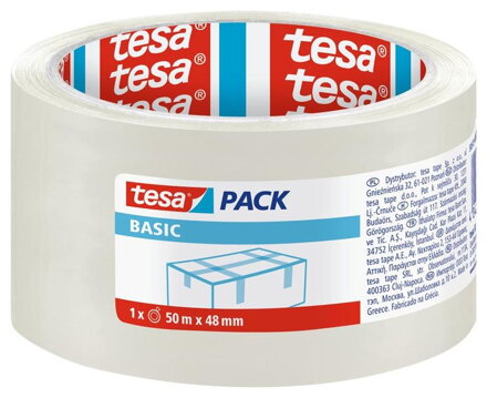 Baliaca páska tesa BASIC, transparentná, 48 mm, L-50 m