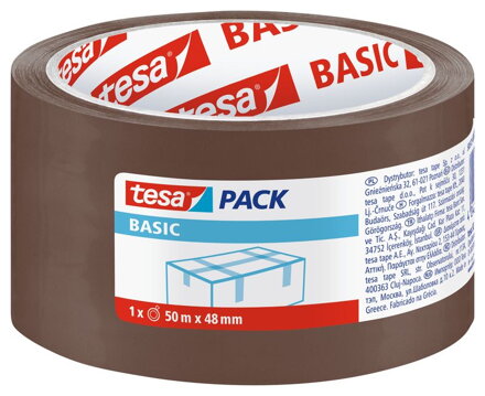 Baliaca páska tesa BASIC, lepiaca, hnedá, 48 mm, L-50 m
