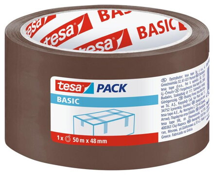 Baliaca páska tesa BASIC, lepiaca, hnedá, 48 mm, L-50 m
