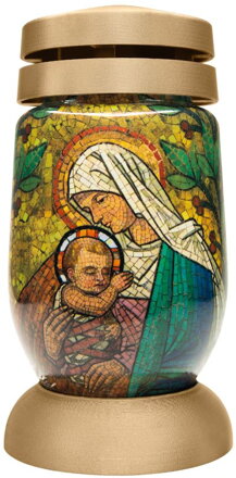Bolsius Kahanec S03 3D Mária s Ježišom, vitráž, 22 cm, 36 hod