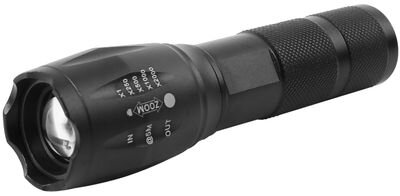 Svietidlo Flashlight FL001, T6 150 lm, Alu, 2200mAh, power bank, Zoom, USB nabíjanie