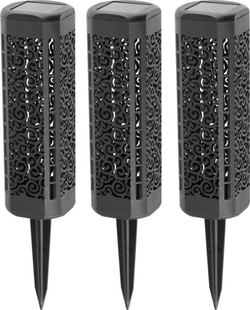 Solárna lampa Kang 31 cm – 3 ks, teplá biela LED