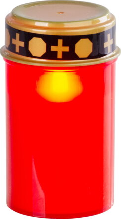 Kahanec na hrob s LED sviečkou, červený, 12 cm, plápolajúci plameň