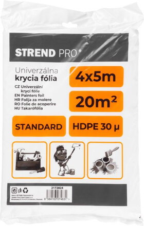 Fólia krycia Standard, maliarska, 4x5 m, 30µ, zakrývacia