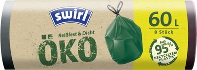 Vrecia na odpad Swirl EKO, zaťahovacie, zelené, 60 l, 8 ks