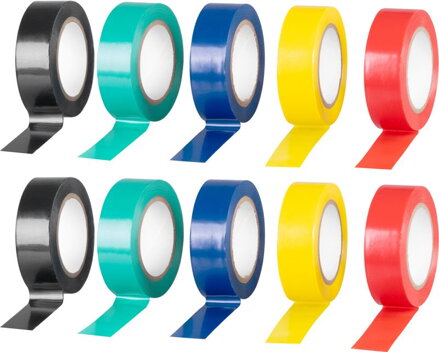 Izolačná páska 19 mm x 10 m, PVC, rôzne farby, balenie 10 ks