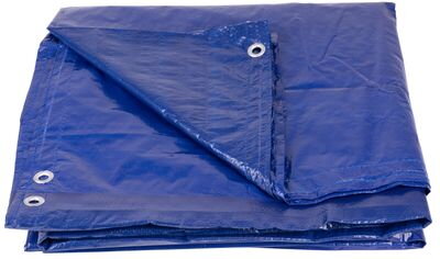 Nepremokavá krycia plachta Tarpaulin Poolco, 4,5 m, 120 g/m², modrá, okrúhla, s okami