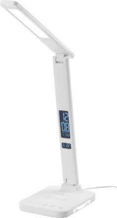 Lampa Strend Pro, stolná, LED, bezdrôtové nabíjanie, voľba intenzity svetla, s displejom, 12 V, 8 W, biela