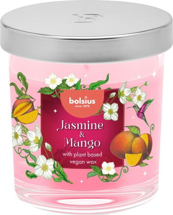 Vonná sviečka Bolsius Floral Fusion, jazmín a mango, 80/72 mm, v skle