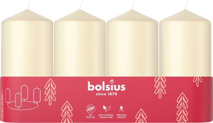 Adventné sviečky Bolsius Pillar, krémové, 48x100 mm, 4 ks