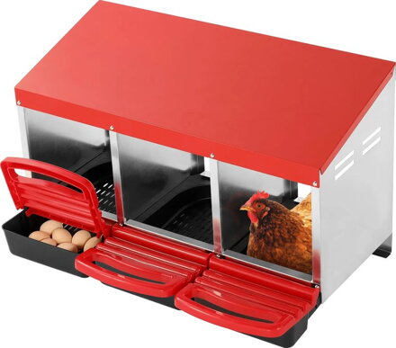 Hniezdo Strend Pro, znáškové, pre hydinu, 3 komorové, kovové, 86x38,5x17,5 cm, pre 3 nosnice
