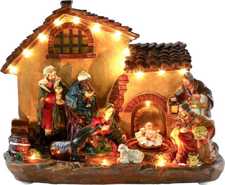 Vianočná dekorácia Betlehem, 16× LED teplá biela, 29×14×24 cm