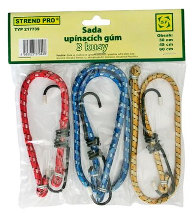 Guma upínacia Strend Pro LB349, 8 mm, 30-45-60 cm, oceľové háčiky