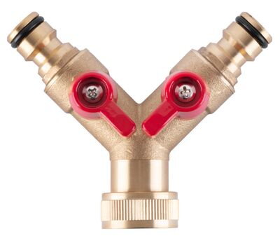 Rozbočovač na hadicu GF123, 3/4", typ Y, bajonetový, 2-way, s ventilmi, kovový