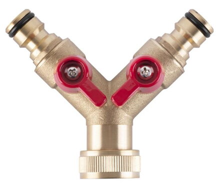 Rozbočovač na hadicu GF123, 3/4", typ Y, bajonetový, 2-way, s ventilmi, kovový