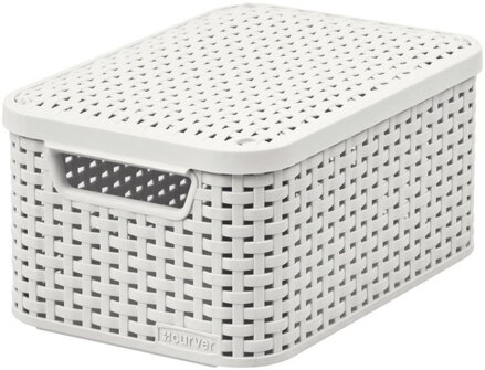 Košík s vekom Curver STYLE2 LID S, krémový, 29x20x14 cm