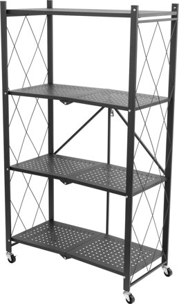 Regál Racks RAW4T – kovový, 4 police, 127x72x34 cm, 50 kg/polica, na kolieskach