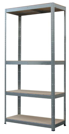 Regál Racks – kovový, 4 police, 75x30x150 cm, 150 kg/polica