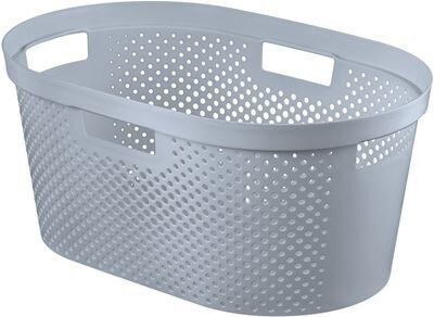 Kôš na bielizeň Curver INFINITY DOTS 40L, sivý, 39x59x27 cm