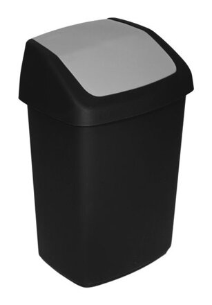 Kôš na odpadky Curver® SWING BIN, 10L, 19,8x24,6x37,3 cm, čierny/sivý