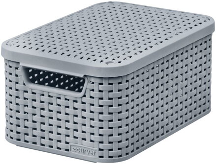 Košík s vekom Curver STYLE S, sivý, 19,8×29,1×14,2 cm
