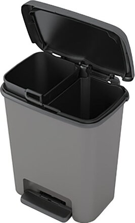 Kôš na odpadky KIS Compatta recycling, 11+11L, čierny/sivý, 28x38x43 cm