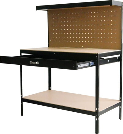 Pracovný stôl do dielne Racks DWB60, 1 zásuvka, 1200x600x1500 mm, max. 230 kg