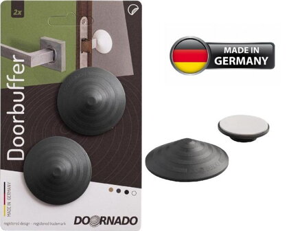 Zarážka na kľučku DOORBUFFER – doraz na stenu, tmavošedá, 2 ks