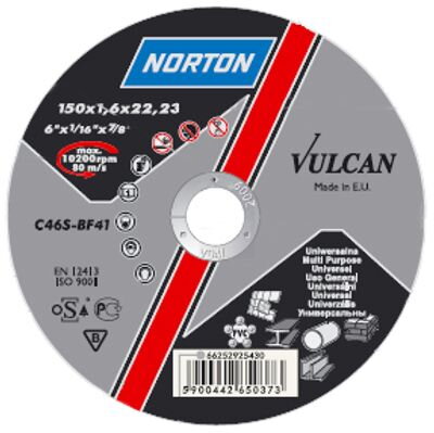 Rezný kotúč na kov a nerez NORTON Vulcan A 125x6,4x22 A30S-BF41, Steel-Inox