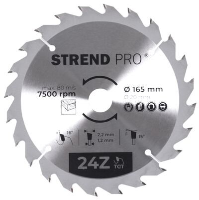 Pílový kotúč TCT 165x2,2x20 mm 24T – na drevo, SK plátky