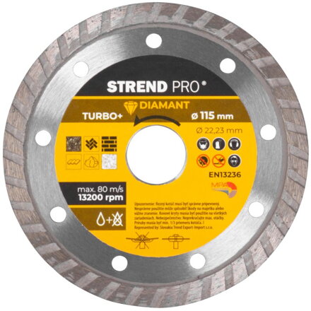 Diamantový kotúč Strend Pro 521C, 115 mm, Turbo +