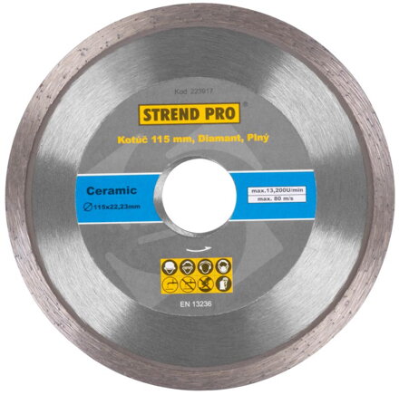 Diamantový kotúč Strend Pro 521B, 115 mm, Plný