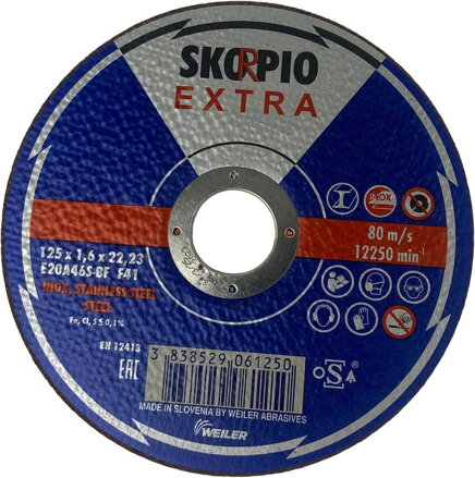 Kotúč Comet Skorpio Extra 125x1,6x22,2 mm, E20A46S-BF, Inox