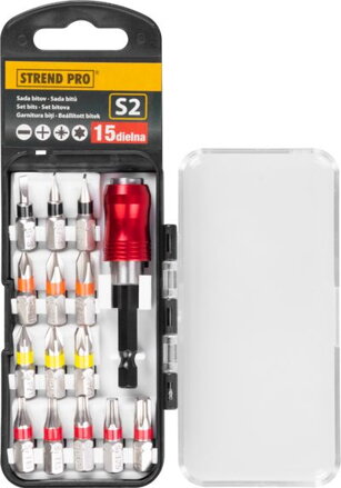 Sada bitov Strend Pro EVE-12077, 15 dielna, S2, L-25 mm