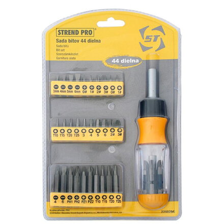 Sada bitov Strend Pro BSY240, 44-dielna, s račňovým skrutkovačom, Cr-V