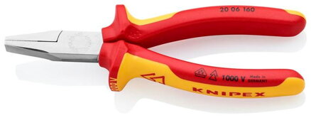 Kliešte KNIPEX 20 06 160 – Ploché, krátke, pre uchopenie, CrV, VDE