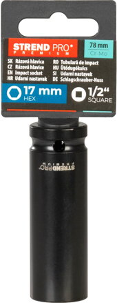 Nadstavec Strend Pro Premium, rázový, predĺžený, 1/2", 6-hran, CrMO, 17 mm