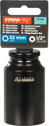 Nadstavec Strend Pro Premium, rázový, predĺžený, 1/2", 6-hran, CrMO, 32 mm