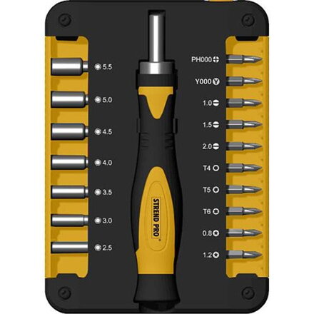 Sada bitov a hlavíc Strend Pro WT536, 18-dielna, so skrutkovačom