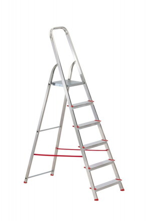 Schodíky ALVE EUROSTYL HOBBY 2915, 6-stupienkové, červené, 198 cm, 125 kg