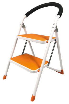 Schodíky Strend Pro WRH2061, 2-stupienkové, oceľové, oranžové, 150 kg