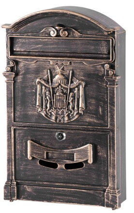 Poštová schránka ALU, hliníková, antique bronze, 410x255x090 mm