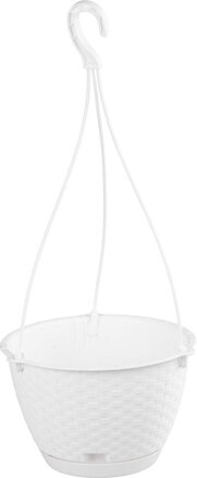 Závesný kvetináč RATOLLA Round W 240, biely, s vešiakom