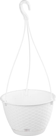 Závesný kvetináč RATOLLA Round W 240, biely, s vešiakom