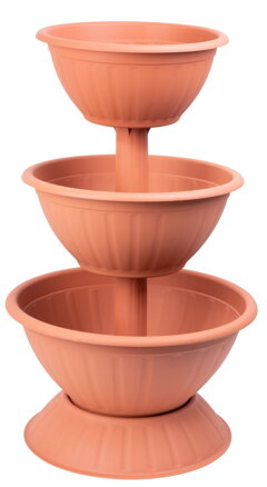 Kvetináč Strend Pro PYRAMID – trojpodlažný, 82 cm, terakota