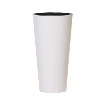 Kvetináč TUBUS Slim Shine – 400x762 mm, biely, s vložkou