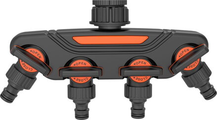 Rozbočovač Strend Pro Garden, 4-cestný, s ventilmi, plastový